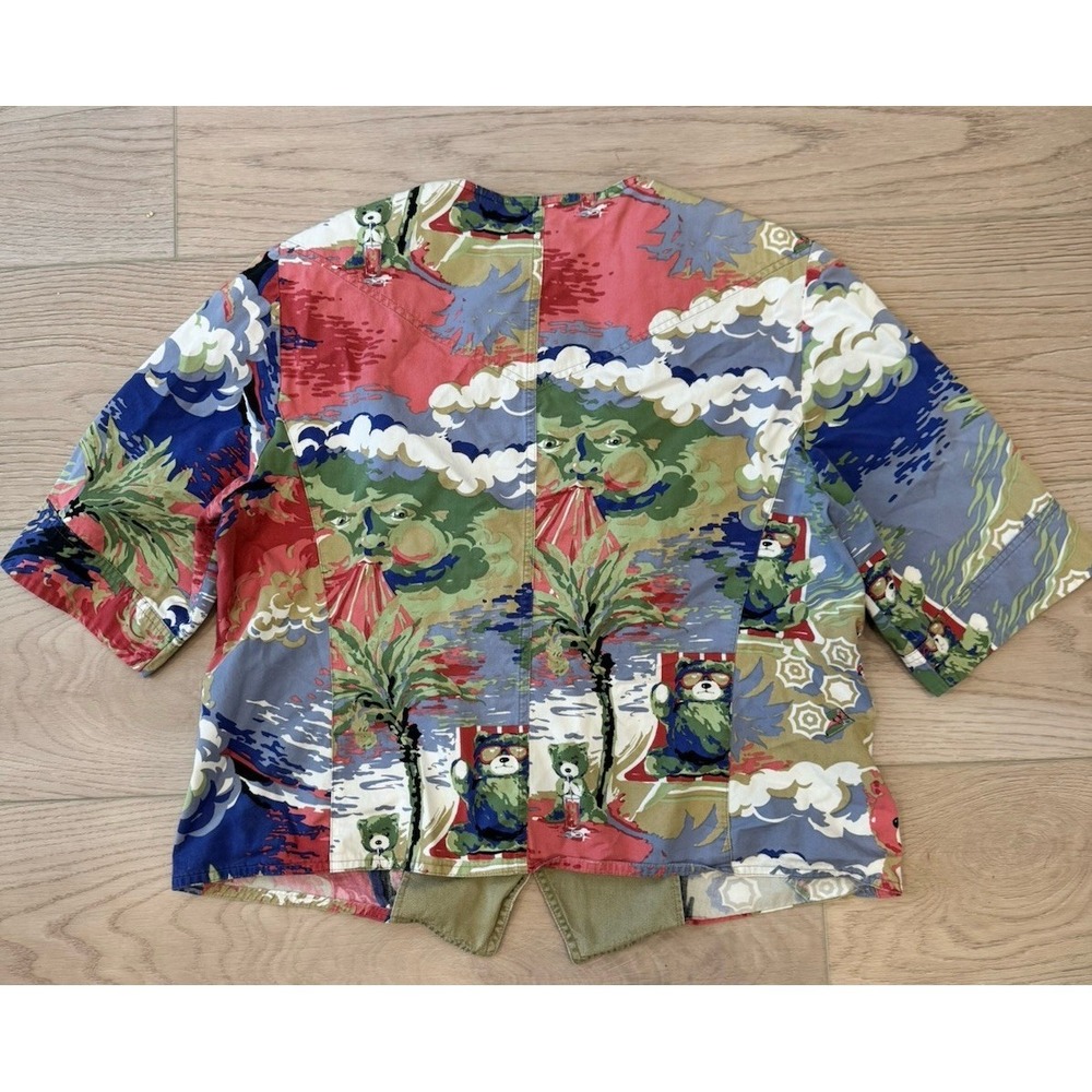 Antonette Sport Vintage Teddy Bear Beach Novelty Print Button Up Shirt Womens 14 - Picture 10 of 15